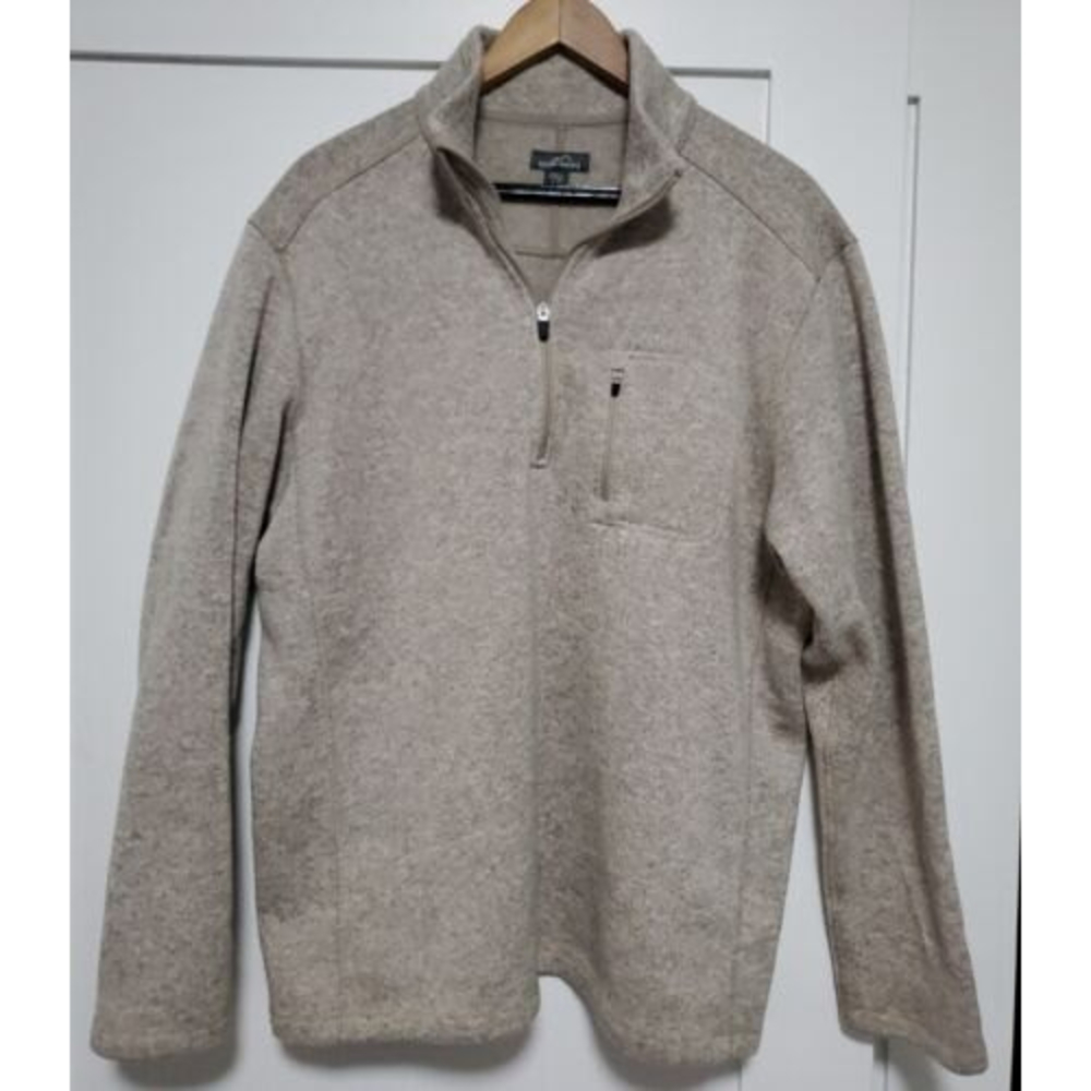 Eddie Bauer Fleece Pullover Men's Large Radiator Sweater 1/4 Zip Brown
